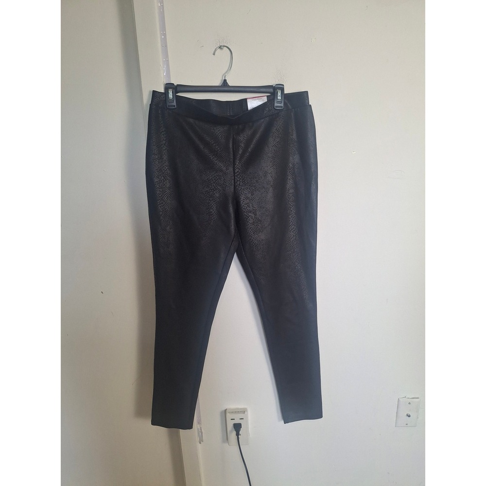 Mixit Black Coated Snake Leggings Large Snakeskin Textured Faux Leather Look
